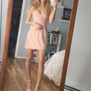 Tobi pink lace mini dress